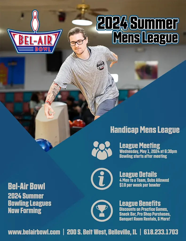 handicap men's league summer 2024 bowling league bel-air bowl